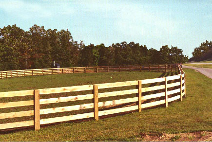 Hi quality, pressure treated oak lumber and driven posts are samples of materials used by Proulx Fencing.