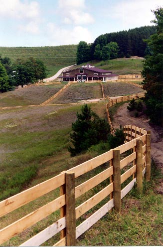 Horse fence, located in Leelanau county, designed and installed by Proulx Fencing of Metamora, Michigan.